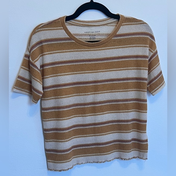 American Eagle Outfitters Tops - American Eagle Outfitters Knit Top with Brown and Cream Stripes